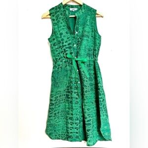 allegra masetti firenze linen  printed pattern green dress made in Italy small